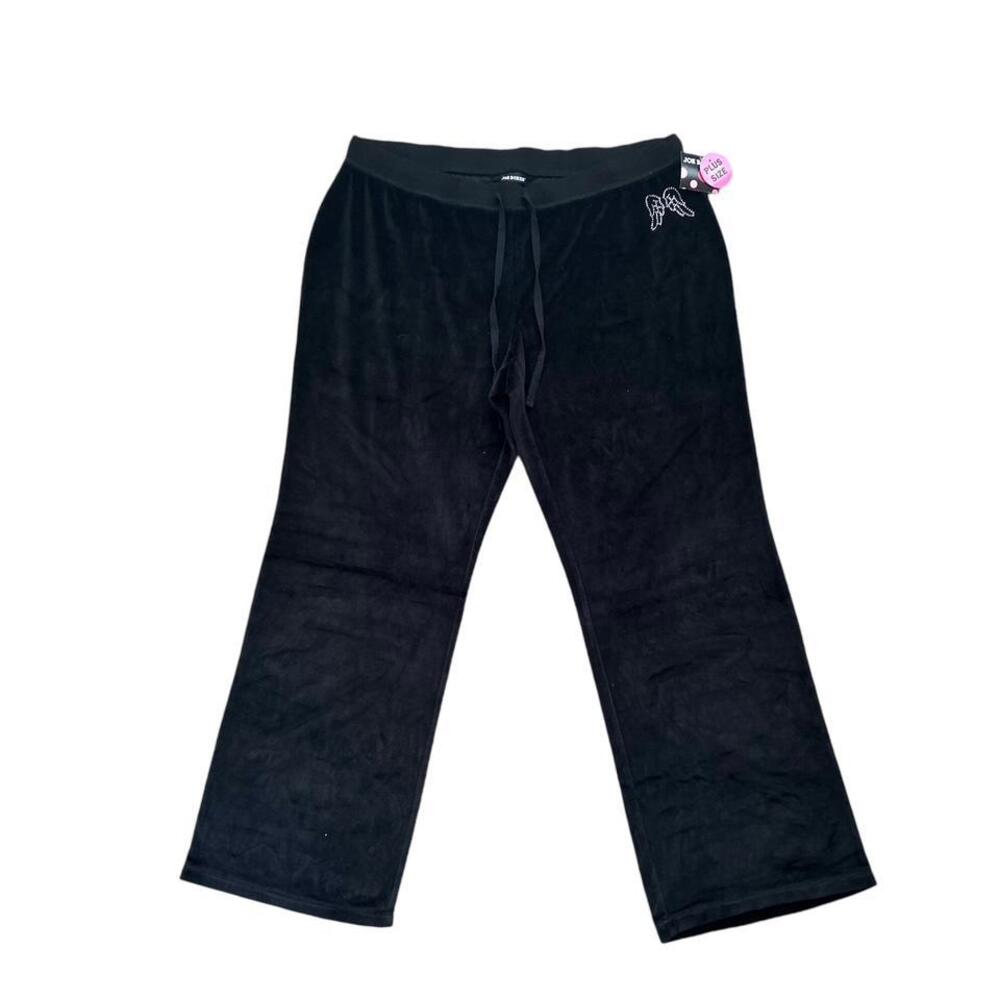 Y2K Joe Boxer Velour Black Track Pants Only Size 1X Angel Wings Mcbling